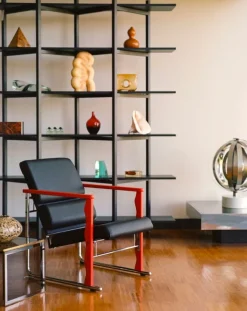 Hem Experiment lounge chair 503, red - black leather