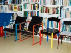 Hem Experiment lounge chair 502, blue - black leather