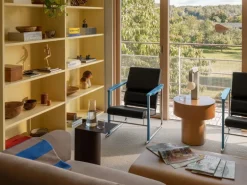 Hem Experiment lounge chair 502, blue - black leather