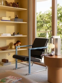 Hem Experiment lounge chair 502, blue - black leather