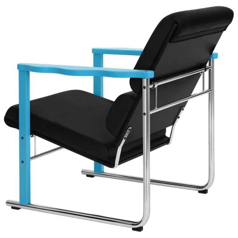 Hem Experiment lounge chair 502, blue - black leather