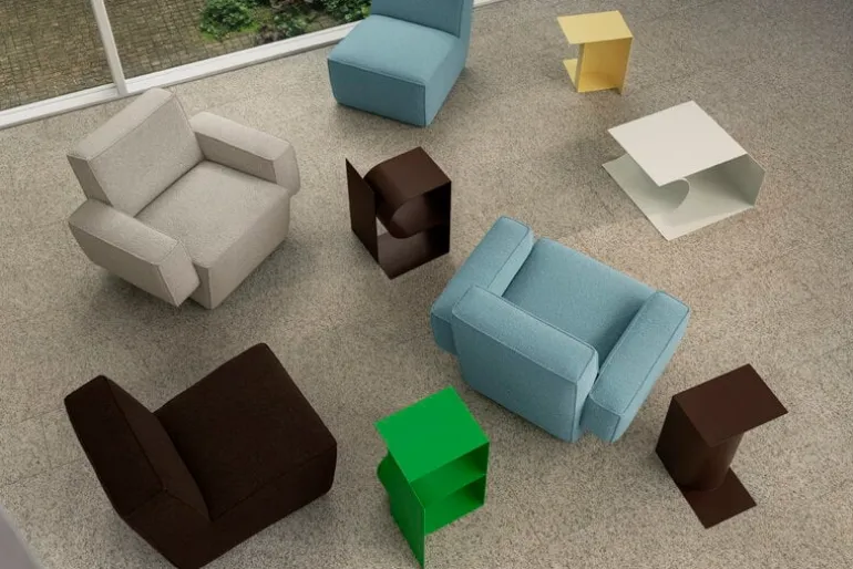 Hem Hunk lounge chair with armrests, Tiree Swan