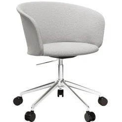 Hem Kendo swivel chair w/ castors, porcelain - polished aluminium