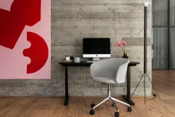 Hem Kendo swivel chair w/ castors, porcelain - polished aluminium