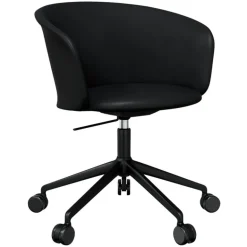 Hem Kendo swivel chair w/ castors, black leather - black