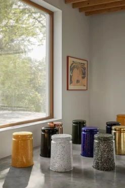 Hem Last stool, black - white splatter