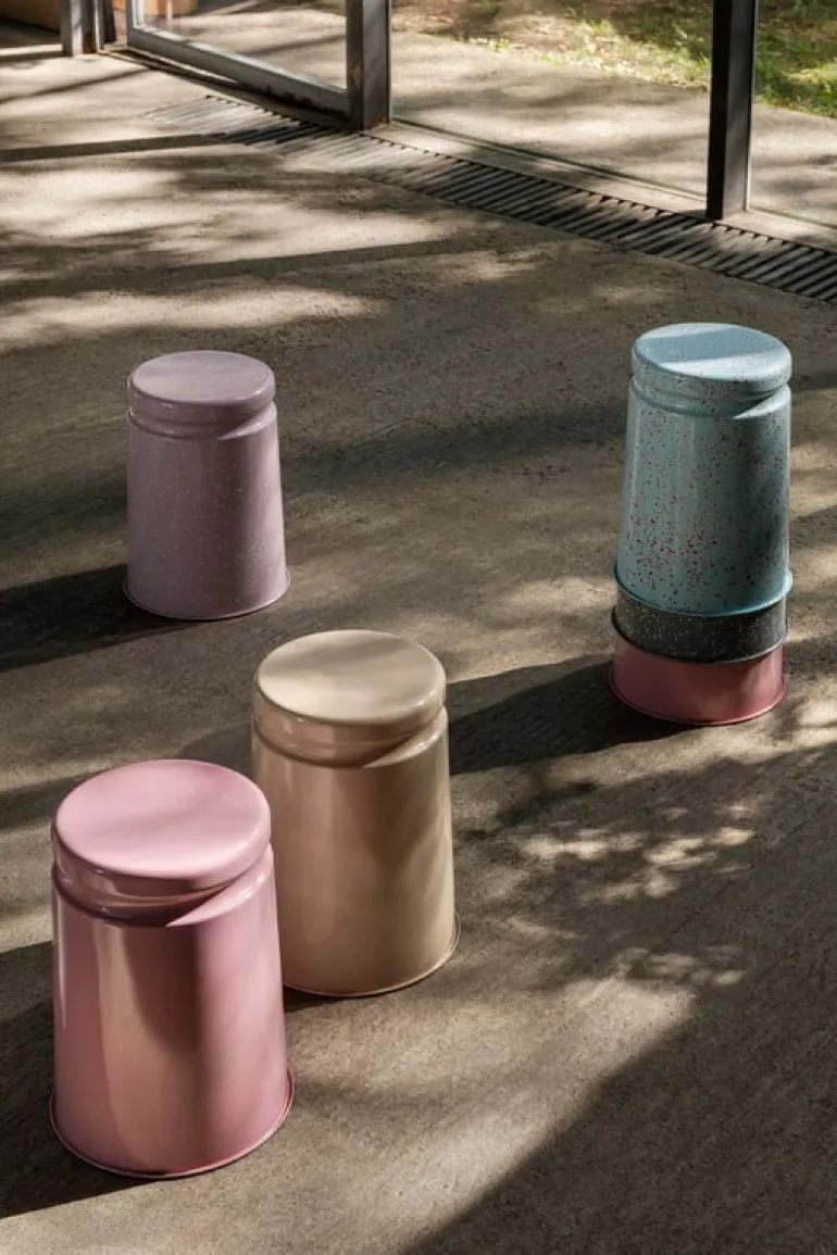 Hem Last stool, grey - lime splatter