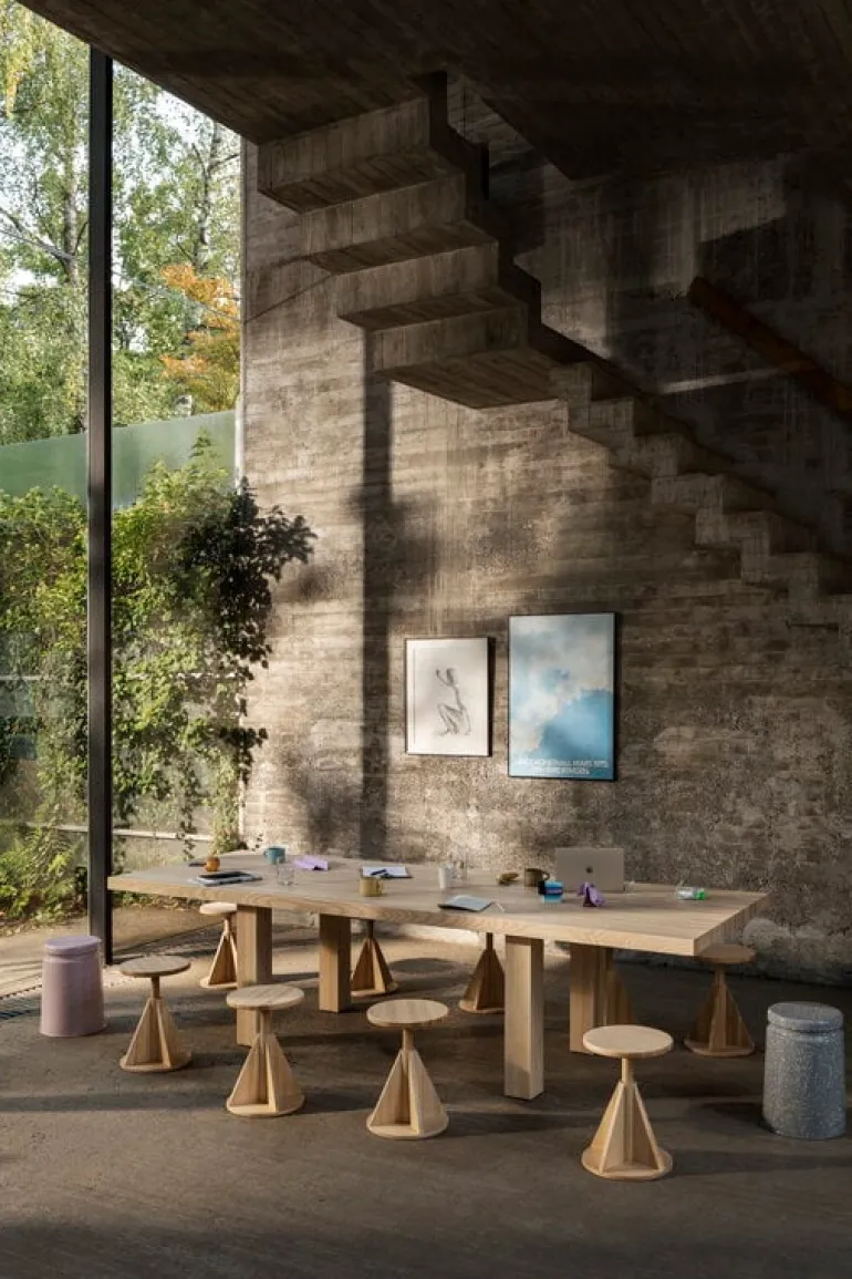 Hem Last stool, grey - lime splatter