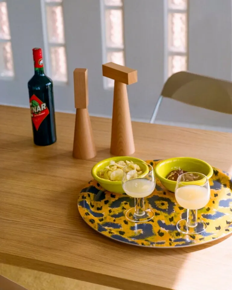 Hem Monster tray, M, ochre yellow - grey - black