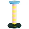 Hem Pesa candle holder, high, pink - sulfur yellow stripe