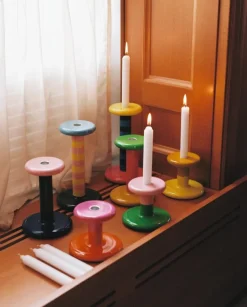 Hem Pesa candle holder, medium, green - magenta - honey yellow