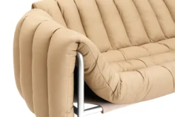 Hem Puffy 2,5 seater sofa, sand leather - stainless steel