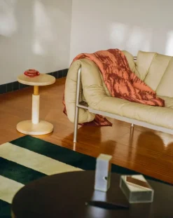 Hem Puffy 2,5 seater sofa, sand leather - stainless steel