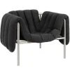 Hem Puffy lounge chair, anthracite - stainless steel