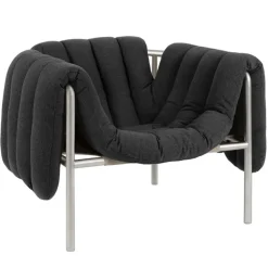 Hem Puffy lounge chair, anthracite - stainless steel