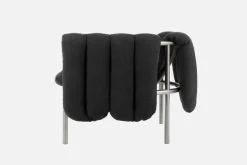 Hem Puffy lounge chair, anthracite - stainless steel