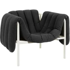 Hem Puffy lounge chair, anthracite - cream steel