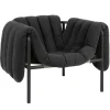 Hem Puffy lounge chair, anthracite - black grey steel