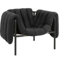 Hem Puffy lounge chair, anthracite - black grey steel