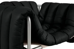 Hem Puffy lounge chair, black leather - stainless steel