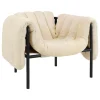 Hem Puffy lounge chair, eggshell boucle - black grey steel