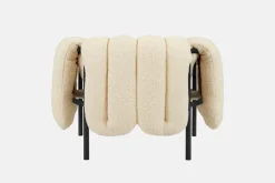 Hem Puffy lounge chair, eggshell boucle - black grey steel