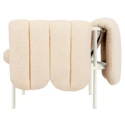 Hem Puffy lounge chair,  eggshell boucle - cream steel