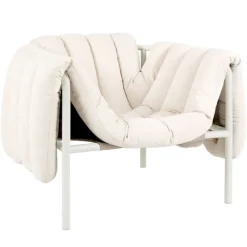 Hem Puffy lounge chair, natural - cream steel