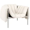 Hem Puffy lounge chair, natural - stainless steel