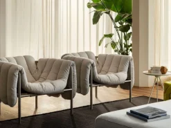 Hem Puffy lounge chair, natural - stainless steel