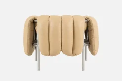 Hem Puffy lounge chair, sand leather - stainless steel