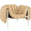 Hem Puffy lounge chair, sand leather - cream steel