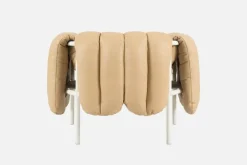 Hem Puffy lounge chair, sand leather - cream steel