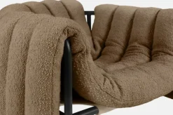 Hem Puffy lounge chair,  sawdust boucle - black grey steel