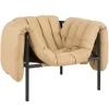 Hem Puffy lounge chair, sand leather - black grey steel