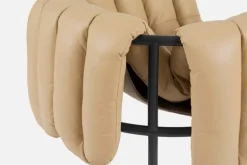 Hem Puffy lounge chair, sand leather - black grey steel