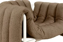 Hem Puffy lounge chair,  sawdust boucle - cream steel