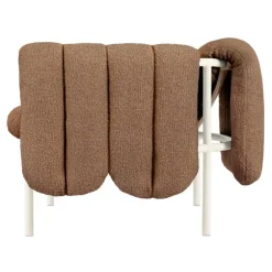 Hem Puffy lounge chair,  sawdust boucle - cream steel