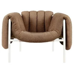 Hem Puffy lounge chair,  sawdust boucle - cream steel