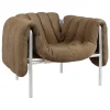 Hem Puffy lounge chair, sawdust boucle - stainless steel
