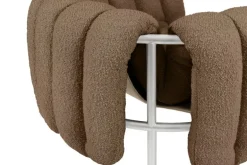 Hem Puffy lounge chair, sawdust boucle - stainless steel