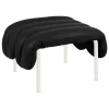 Hem Puffy ottoman, black leather - cream steel