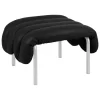Hem Puffy ottoman, black leather - stainless steel