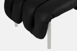 Hem Puffy ottoman, black leather - stainless steel