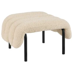 Hem Puffy ottoman, eggshell boucle - black grey steel