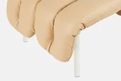 Hem Puffy ottoman, sand leather - cream steel