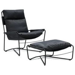 Interface Bug armchair, high, black leather Moderno