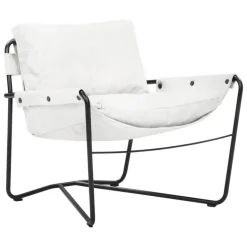 Interface Bug armchair, low, white leather Moderno