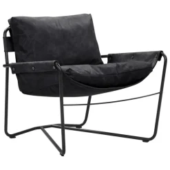 Interface Bug armchair, low, black leather Moderno