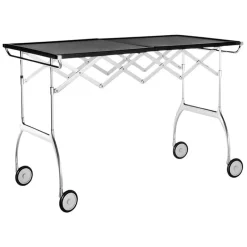 Kartell Battista folding serving trolley/side table, black - chrome